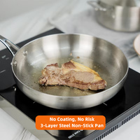 Ensemble marmites de cuisson 11 pièces anti-adhésif en acier inoxydable tri-pli, batterie de cuisine poêles et casseroles.