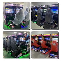 Machine de jeu vidéo de course 4K 32 pouces améliorée avec volant à retour de force et réponse réaliste (plus de 200 jeux, Plug & Play, multi-joueurs)