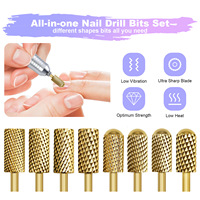 Haute qualité haut rond grand baril carbure d'or fraise manucure ongles forets