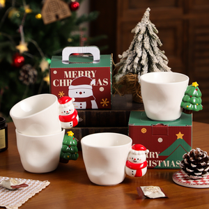 Mug en céramique créatif de Noël avec plateau, motif de bonhomme de neige, cadeau de fête de haute beauté pour les filles - Product Image 1