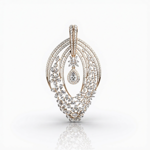 Collar con Diamantes Cultivados en Laboratorio en Forma de Pera y Marquesa de 9 Quilates |   Colgante Solitario de Oro Blanco de 14K - Product Image 1