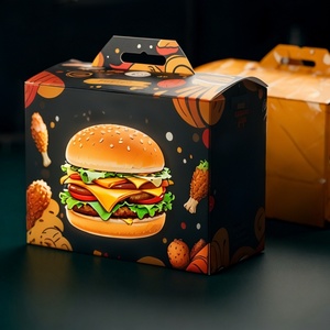 Kemasan Kotak <span class=keywords><strong>Burger</strong></span> Ayam Goreng Cepat Saji Kustom, Kotak Makanan Karton Putih Sekali Pakai untuk Restoran, Bawa Pulang, dengan Emboss untuk Sushi - Product Image 1