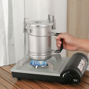 Marmite de camping portable multifonctionnelle pour l'extérieur facile à nettoyer Ensemble de marmites à vapeur en acier inoxydable pour le camping - Product Image 4