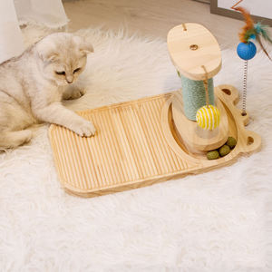 Nouvelle Conception Tour de jeu pour chat en bois et sisal, écologique, interactive, couleur naturelle, avec griffoir - Product Image 6
