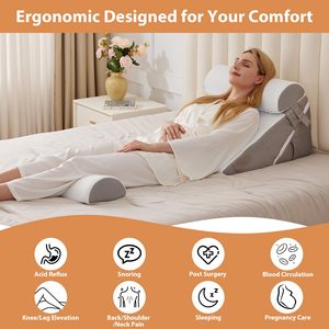 Ensemble de 3 oreillers en forme de coin pour après une chirurgie, oreiller en forme de coin pour soulager le <span class=keywords><strong>reflux</strong></span> <span class=keywords><strong>acide</strong></span>, oreiller en forme de coin pour lit avec réglage pour la tête de lit - Product Image 6
