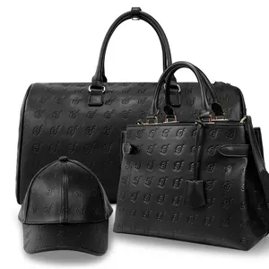 सैक एक मुख्य Femme 3 टुकड़े पु चमड़े यात्रा बैग टोपी ढोना बैग के लिए महिलाओं लक्जरी लटकन हाथ बैग सेट
