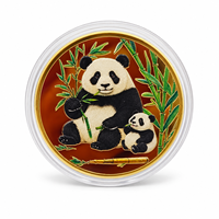 Pièce de monnaie commémorative Panda géant 2026 en métal plaqué or couleur 3D avec boîtier de présentation en acrylique