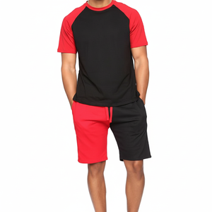 Customized logo Design High Quality Embroidery Printed Round Neck Men T Shirt and Short <b>Set</b> Custom Cotton Material Quick Dry <b>Set</b> - Product Image 1