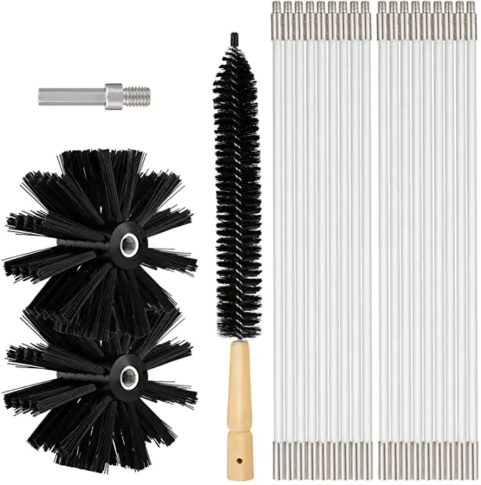 OEM Brosse de balayage de cheminée en nylon pour perceuse électrique rotative flexible de 15 pieds, kit de nettoyage d'évent de sécheuse