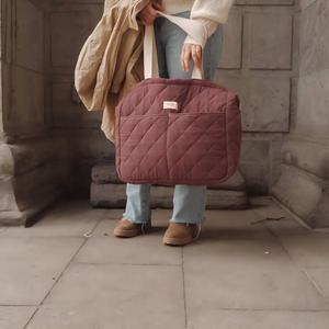 Sac à langer matelassé à fermeture éclair, couleur unie, organisateur de couches, sac de voyage en polyester pour maman et bébé, personnalisable avec logo - Product Image 2