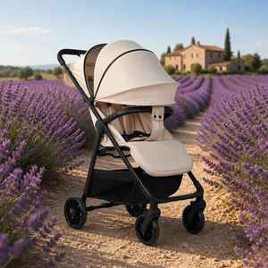 Poussette bébé en <span class=keywords><strong>lin</strong></span> avec cadre en acier inoxydable, design pliable, roulettes silencieuses, capote <span class=keywords><strong>rose</strong></span>, moyeu foncé, capacité de charge 15-20 kg - Product Image 1