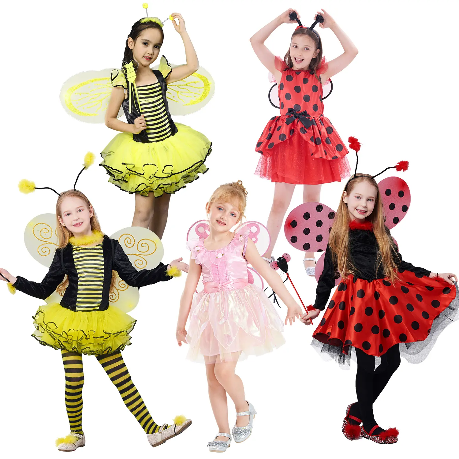 Fantasias para crianças, vestidos de tv e filmes para meninas, ladybug, abelha, traje para festas, carnaval, halloween