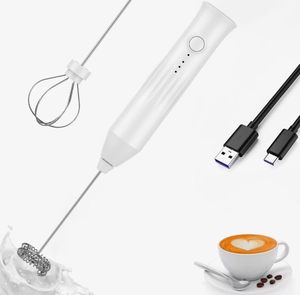 Portable Rechargeable Electric Milk Frother 3 Speed Handheld Foam <b>Maker</b> with Stainless Steel Whisk for Coffee - Product Image 1