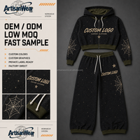 Ensemble décontracté deux pièces pour homme avec haut zippé et pantalon de jogging à cordon de serrage, imprimé toile étoilée noire, OEM ODM