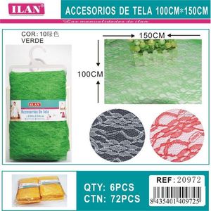 Tela de Encaje Ilan 100cmx150cm Verde, Material para Manualidades y Decoraciones - Product Image 1