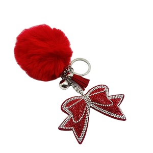 New Creative Crystal Bow Keychain Sparkling Crystal Fashion Plush Pendant for Girls, Bag Accessories Factory Wholesale Gifts