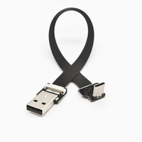 Cable plano de conexión PCB con adaptador micro USB-C FPV de 5 pines, doble ángulo, cobre estañado