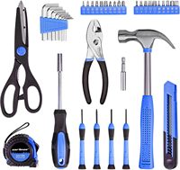 Ensemble d'outils ménagers de 39 pièces en acier au carbone et plastique de haute qualité, à commande manuelle, personnalisable OEM, avec boîte à outils portable