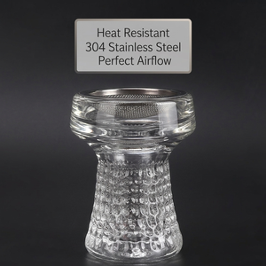Cuenco <span class=keywords><strong>de</strong></span> vidrio para shisha con tapa <span class=keywords><strong>de</strong></span> malla metálica, empaquetado individualmente, cuenco <span class=keywords><strong>de</strong></span> shisha colorido - Product Image 1