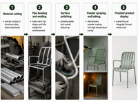 Chaise de jardin d'extérieur en aluminium, fauteuil de patio en métal à lattes, revêtement poudré, empilable, pour cour et hôtel