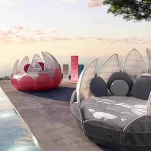 Moderno jardín tejido cuerda sofá Patio seccional Metal flor forma ocio silla sala de estar interior patio balcón <span class=keywords><strong>terraza</strong></span> - Product Image 2