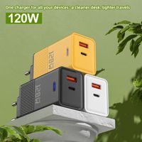 Chargeur mural USB Type-C PD 120W avec câble rétractable, sortie 12W/20W, protection contre les courts-circuits OTP, prise EU US pour téléphone portable