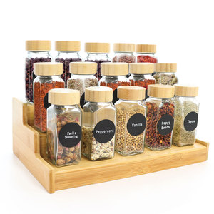 Wholesale Bamboo Seasoning Rack Tiered Glass Jar Organizer Spice Bottle Storage Display <strong>Kitchen</strong> Organization <strong>Helper</strong> - Product Image 1