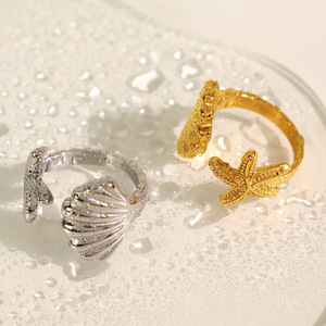 Women's Shell Shape <b>Adjustable</b> <b>Ring</b> Zinc Alloy Minimalist Jewelry Gift Open Design Silver Gold 7mm JZ114 - Product Image 1
