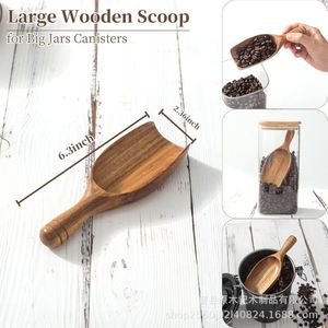 Acacia Wood Small <b>Spoon</b> Solid Wood <b>Coffee</b> Tea Salt Sugar Scoop Household Seasoning Spatula Flat Shape - Product Image 5