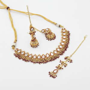 ชุดสร้อยคอหิน kundan และไข่มุกชุบทองประณีต11714303DP โดย jewelemarket-เครื่องประดับที่ประณีตพราว - Product Image 2