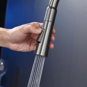 Кухонный смеситель Watermark Black с поворотом на 360°, многофункциональный, с одной ручкой, для горячей и холодной воды, латунный, с выдвижным распылителем, экономия воды 30%, LED-подсветка - Product Image 6