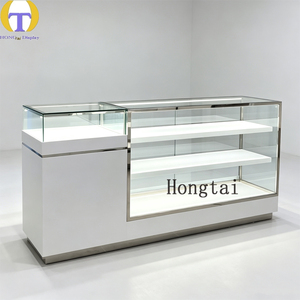 Mostrador de Joyería Blanco Personalizado con Puertas Corredizas de Vidrio, Cajón Transparente, Iluminación LED, Resistente, para Tiendas de Alta Gama - Product Image 3