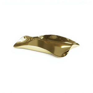 Best Selling Kayna Export Modern Style Stainless Steel PVD Gold Finished Oval Movable Serving <b>Tray</b> <b>for</b> Hotel Restaurant <b>Decor</b> - Product Image 1