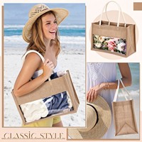 Sacs fourre-tout en jute de haute qualité, sacs cadeaux en toile de jute naturelle pour demoiselles d'honneur, mariage, avec fenêtre en PVC transparent, sacs de courses, personnalisation de votre logo