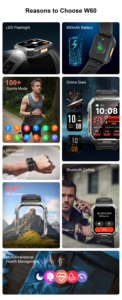 นาฬิกาอัจฉริยะ Blackview W60 หน้าจอ HD ขนาด 2.01 นิ้ว ทนทาน แบตเตอรี่ 900mAh รองรับการโทรผ่านบลูทูธ กันน้ำ - Product Image 6