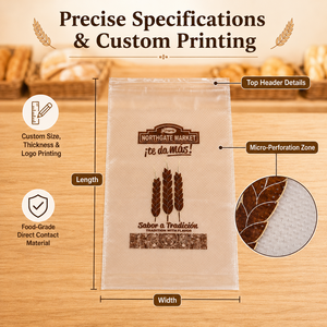 Bolsa Transparente Larga Microperforada de OPP para Pan Francés, Bolsa de Embalaje Transpirable Personalizada para Panadería, para Baguette - Product Image 3