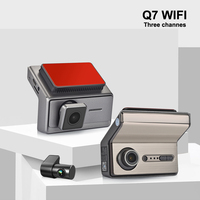 Caméra de tableau de bord 3 objectifs (avant 2K + arrière 1K + embarquée 1K) avec Wi-Fi 2.4G, enregistreur de voiture, boîte noire, surveillance de stationnement 24h/24, H.264, contrôle par APP/APK, ADAS