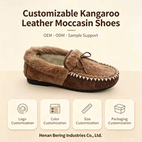 Chaussures mocassins en cuir de kangourou de qualité supérieure, doublure en peau de mouton, mocassins d'hiver pour femmes