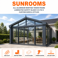 Véranda moderne MEXIN en aluminium 4 saisons avec verre Low-E, écran PC amovible, 3 portes coulissantes doubles, écologique, pour patio, jardin, extérieur