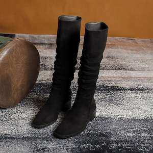 Bottes Chukka populaires d'été à talon haut pour femme, style ample, longueur genou, en PU, couleurs neutres, pour sublimer votre look général - Product Image 3