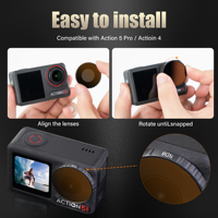 Filtre à clipser WalkingWay ND CPL UV Diffusion Noire 1/4 Filtre de lumière naturelle pour accessoires de caméra d'action DJI OSMO Action4/5pro
