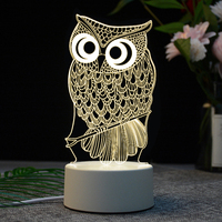 Lampes LED de style design industriel, bases de lampes, veilleuses 3D, en ABS et acrylique noir, pour appartements, piles AAA, télécommande