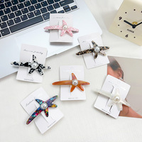 Barrette à cheveux FANXING en acétate en forme d'étoile, grande pince à ressort avec fausses perles, accessoires capillaires à motifs variés, logo personnalisé