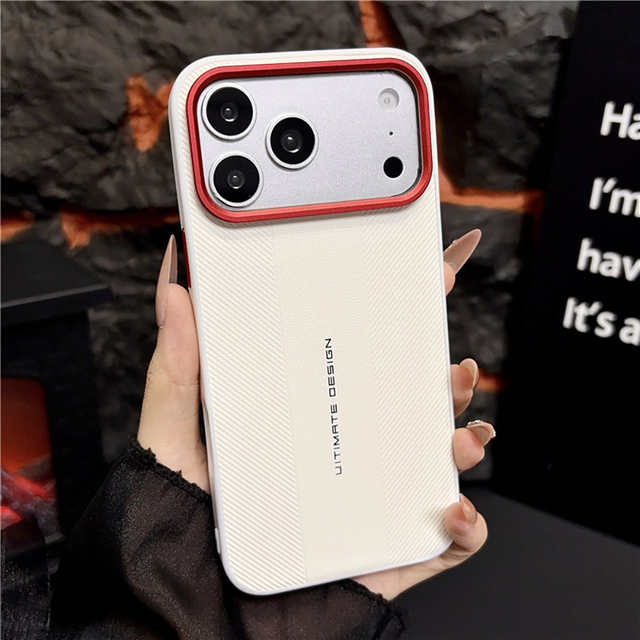 Luxury Business Carbon Fiber Leather Phone Case With Metal Camera Frame Comfortable Hand-Feel Shockproof Cover for IPhone&Google