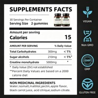 Kreatin-Monohydrat-Gummis 5000mg 30 Stück Vegan für Energieschub Pre-Workout Sportleistung für Erwachsene OEM ODM HALAL