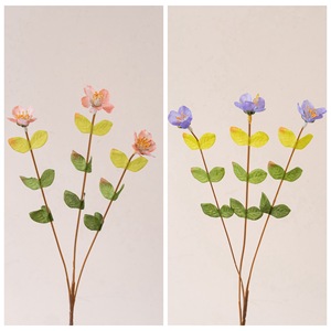 Fleurs artificielles Ins Zimo roses et violettes, branche unique, décoration de mariage, décoration de la maison, bouquet, arrangement floral - Product Image 3