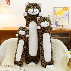 Almohada Larga de Peluche con Diseño de Gato a Rayas y Estampado de Leopardo, Personalizable con Logotipo, Juguete de Peluche de Gatito, Muñeco de Animal de Peluche, Cojín Suave para Dormir - Product Image 3