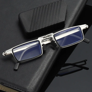 Folding Reading Glasses – Retro Metal <b>Frame</b>, Anti-blue Light Lenses, Prescription Strength +1.0 to +4.0, Portable <b>Eyeglasses</b> Wit - Product Image 3