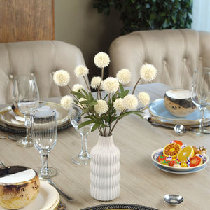 جودة عالية 5 رؤوس زهور بومبوم بيضاء اصطناعية لحفلات الزفاف عيد الميلاد الصينية السنة الجديدة فندق المشهد الترتيب - Product Image 6