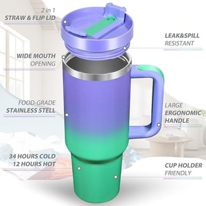 BPA Free 40 oz Stainless <b>Steel</b> Vacuum Insulated Tumbler Handle Customized Logo Color Thermal Insulation for Party Car Use - Product Image 2